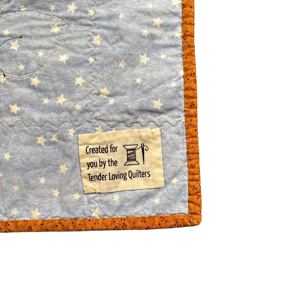 Tender Loving Quilters Handmade Baby Quilt Bunny Rabbit Stars Brown Yellow 25x36 - Picture 4 of 8